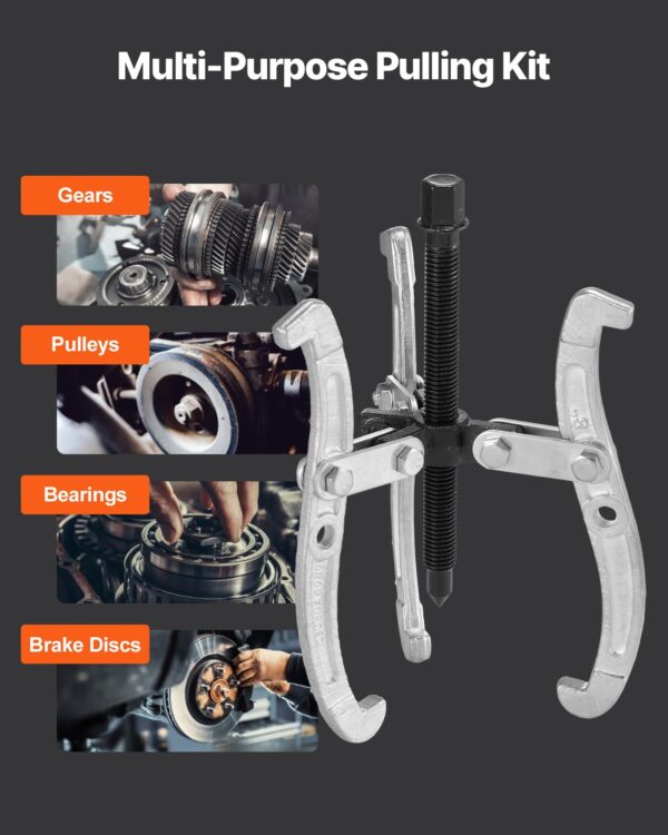 c5dac084-3804-43e9-9ef7-935be05ddbf9.jpg Gear Puller Set, 3 In/4 In/6 In/8 In 3 Jaw Bearing Puller With Reversible Jaws, 2 Jaw/3 Jaw Pulley Puller Tool, 4 PCS Heavy Duty Bearing Puller Tool Kit For Pulley Gear Bearing Flywheel Removal