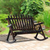 Classic Wooden High-Back Rocker, Carbonized For Garden Serenity & Relaxation, Durable Outdoor Furniture