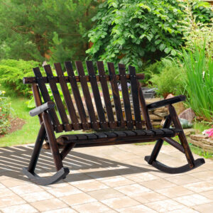 c93f87f4-f312-4e6a-880e-e0da4cf39a8d.jpg Classic Wooden High-Back Rocker, Carbonized For Garden Serenity & Relaxation, Durable Outdoor Furniture