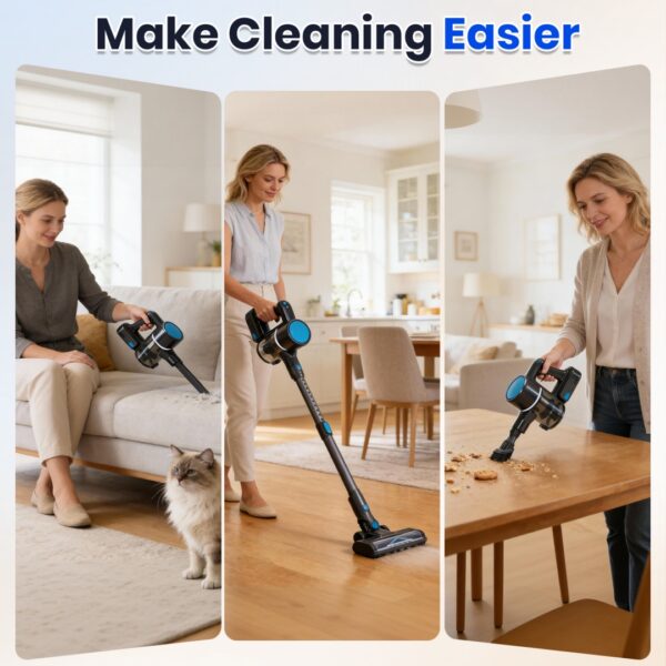 Cordless Vacuum Cleaner, Lightweight Stick Vacuum Household Anti-tangling And LED Light, Powerful Rechargeable Wireless Vacuum Cleaner