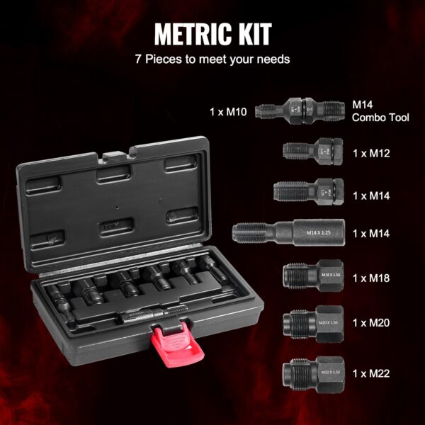 7PCS Thread Chaser Set Metric Thread Restorer Tool Automotive Rethreading