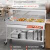 5 Pans + 2 Pots Commercial Food Warmer Steam Table With Undershelf Shield