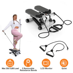 d6416bc1-b45e-4366-b60e-428e1debc6bf.jpg Stepper For Exercise Mini Fitness Stepper With 2 Resistance Bands LCD Monitor Max 330.7LBS Load Stair Stepper Quiet Stepper