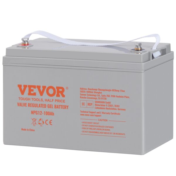 VEVOR Deep Cycle Battery, 12V100AH, AGM Marine Rechargeable Battery, High Self-Discharge Rate 800A Current, For RV Solar Marine Off-Grid Applications UPS Backup Power System