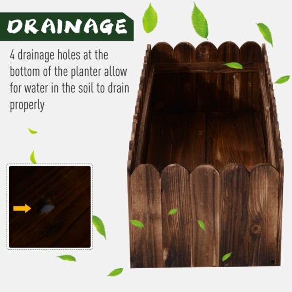 40" x 16" x 12" Raised Planter Box Garden Scalloped Edge Wooden