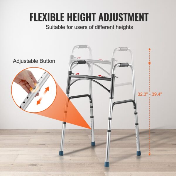 d9fc7516-3e1e-40fd-aeae-6e536464d0c4.jpg Folding Walker Aluminum Mobility Walker Aid With Adjustable Height 350LBS