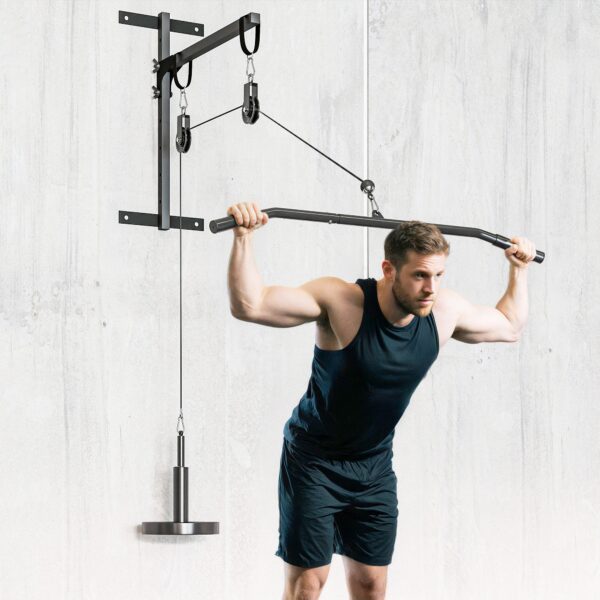 dbf2042a-0572-49b7-b16b-bc02d6749e6d.jpg Weight Cable Pulley System for Home Gym with Universal Loading Pin for LAT Pull Down, Biceps Curl Workout, Red