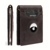 Mens Wallet Genuine Leather Slim Bifold Wallet With Airtag Holder, RFID Blocking, Front Pocket Wallet With Money Clip,ID Window Credit Card Holder