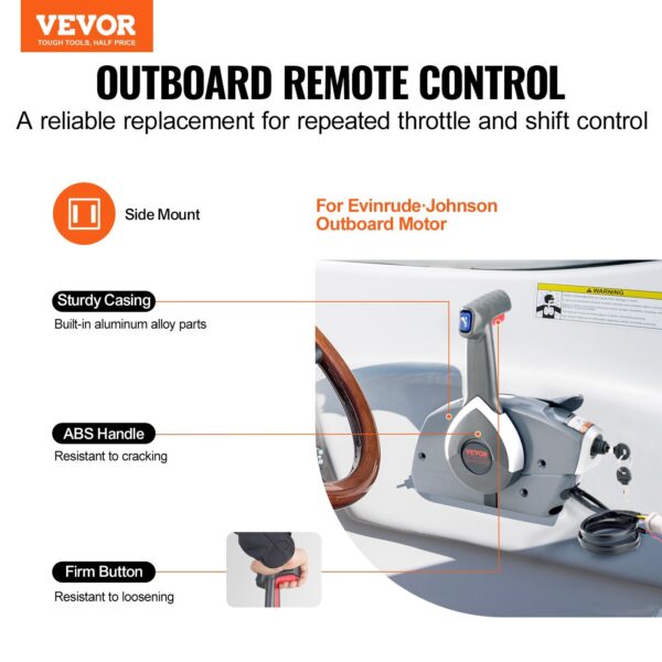 Boat Throttle Control, 5006180 Side-Mounted Outboard Remote Control Box For Evinrude Johnson, Marine Throttle Control Box With Power Trim Switch And Lanyard