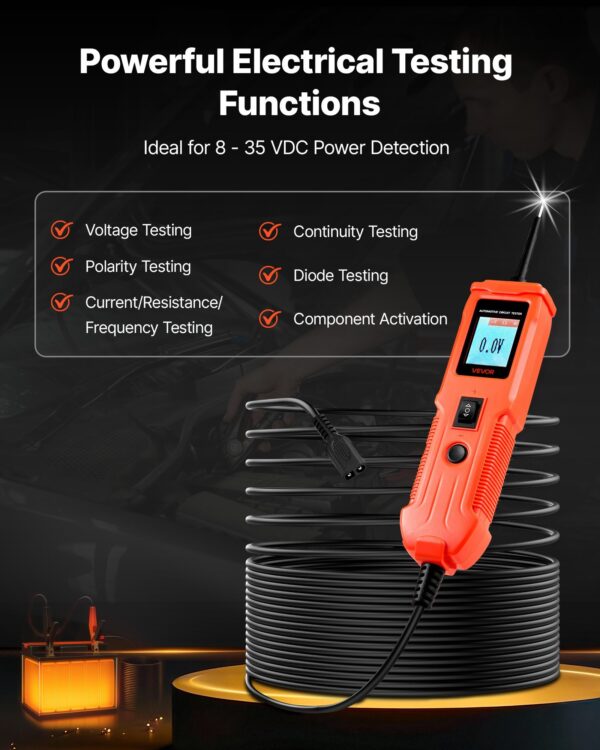 de9e0bde-c9c2-4557-b328-15e018c99486.jpg Automotive Circuit Tester, 8 - 35 DCV Power Circuit Probe Tester With TFT Color Display And Lighting, Automotive Power Tester Probe With 13 Ft / 4 M Cable, ABS Shell Electrical Detector Finder