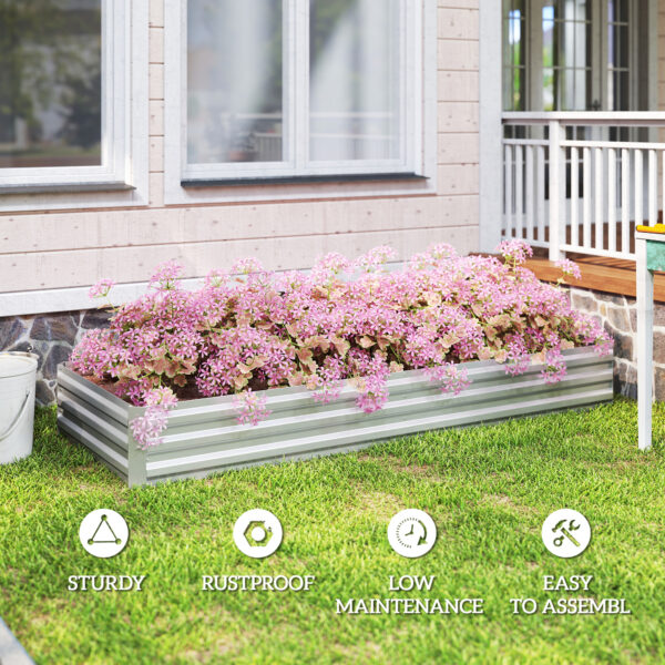 df9a866f-6b6a-4b95-af03-eabf43dccbd9.jpg 95" x 36" x 12" Galvanized Raised Garden Bed, Easy DIY and Cleaning for Growing Flowers, Herbs, Succulents, Silver