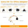 e2cb35c1-a4a4-4fc7-ae19-d5ec1744bdf7.jpg 2Pcs 4x6in Car LED Headlights Vehicle Rectangular Headlamp With H4 Socket H4-to-3Pins Adapter With High Low Beam White Light IP68 Waterproof For 10-80V SUV Truck Sedan Car Motorcycle