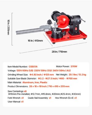 e39b9b38-c6cd-4050-8d51-30066d5c8a73.jpg Circular Saw Blade Sharpener, 370W 3590RPM Rotary Angle Mill Grinder Sharpening Machine With 5" Grinding Wheel & 6 Saw Centerings - Fits Φ3.2" To Φ27.5" Circular Saw Blades