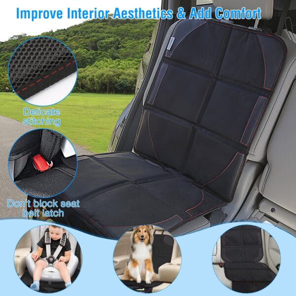 2 Packs Car Seat Protector Cushion Mat Pad For Car Renovation With Thick Padding Protector For Child Baby Car Seat Mesh Pockets
