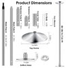 1Pc Stripper Dance Pole 45mm Spinning Static Dancing Pole With 88-108.1in Adjustable Height 551LBS Weight Capacity For Fitness Exercise Party Home Club Gym