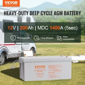 ea7cab5f-9c45-44a1-afe5-14254b4b8abd.jpg VEVOR Deep Cycle Battery, 12V 200 AH, AGM Marine Rechargeable Battery, High Self-Discharge Rate 1400A Current, For RV Solar Marine Off-Grid Applications UPS Backup Power System, Tested To UL Standards