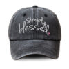 ec9695b5-ac17-48c3-ae94-77819c61ef7c.jpg Simply Blessed Wide Brim Sunshade Washed Embroidered English Letter Baseball Cap