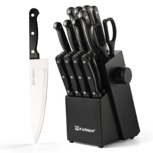 19-piece Knife Set, German Steel, Durable, Dishwasher-safe, Kitchen Knife Set With Built-in Sharpener For Chopping, Slicing, Dicing And Cutting