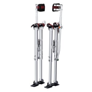 Drywall Stilts, 36''-50'' Adjustable Aluminum Tool Stilts With Protective Knee Pads, Durable And Non-slip Work Stilts For Sheetrock Painting, Walking, Taping, Silver