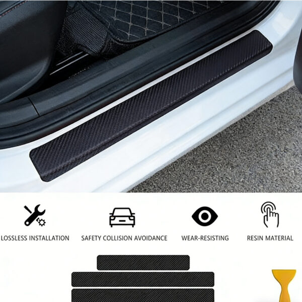 ef8299e6-d124-4347-8c28-73a7e0aa3b04.jpg Carbon Car Door Sills Protector, Car Door Threshold Protection, Automotive Door Entry Guard 4 Pcs Universal Rubber Scratch Resistant Exterior Accessories