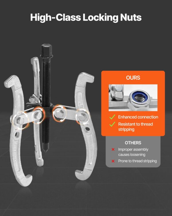 ef91d9d9-c8c8-4459-b38c-266a1cc972ad.jpg Gear Puller Set, 3 In/4 In/6 In/8 In 3 Jaw Bearing Puller With Reversible Jaws, 2 Jaw/3 Jaw Pulley Puller Tool, 4 PCS Heavy Duty Bearing Puller Tool Kit For Pulley Gear Bearing Flywheel Removal