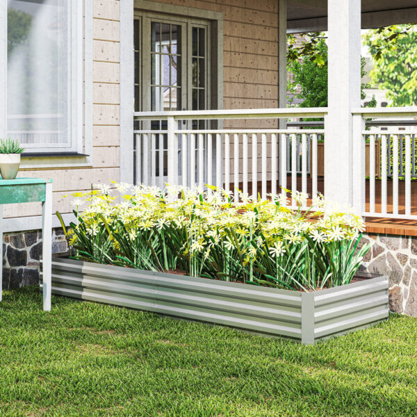 f0a01507-85ba-4554-b282-188d5db1bfac.jpg 95" x 36" x 12" Galvanized Raised Garden Bed, Easy DIY and Cleaning for Growing Flowers, Herbs, Succulents, Silver