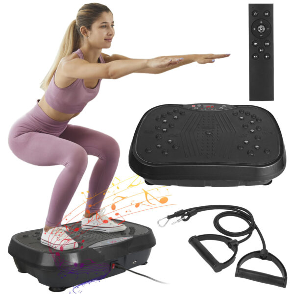 1Pc Vibration Exercise Machine Vibrating Plate Platform Whole Body Fitness Vibration Workout Equipment With 120 Speeds 1-20Mins Timer Resistant Bands Remote Control 330LBS Max Load