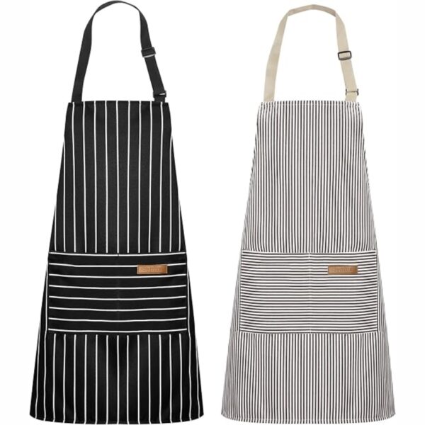 Adjustable Cooking Apron For Men & Women, Kitchen Apron With 2 Pockets, Reusable Protective Apron For Cooking, Baking & Grilling