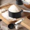 Stackable Measuring Cups & Spoons Set - Black Nesting Kitchen Gadgets With Stainless Steel Handles