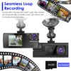 1Pc WiFi FHD 1080P Car Dash Cam 3 Channels Front Rear Inside Dash Camera With Loop Recording Reversing Visual 170 Degree Wide Angle 64G Card Included