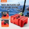 Portable Fuel Tank, 12 Gallon/55L, Plastic Outboard Marine Tank With Hose, Easy To Carry For Yacht, Fishing, Deck Boats, Red